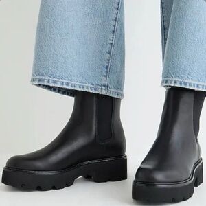 J.Crew Platform Lug Sole Chelsea Boots Black Leather Size 8.5
